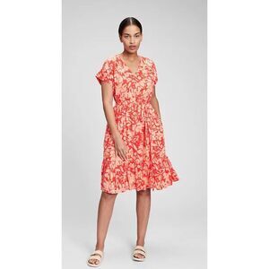 GAP Floral Fit and Flare Summertime Dress in Pink Floral Pink Gauzy Cotton Blend